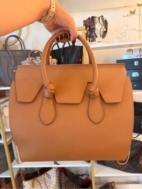 Celine Tan Leather Top-Handle Satchel